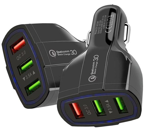 

universal 3 usb ports qualcomm qc3.0 quick charger 7a 32v fast car charger for iphone samsung huawei tablet ce fcc rohs certified