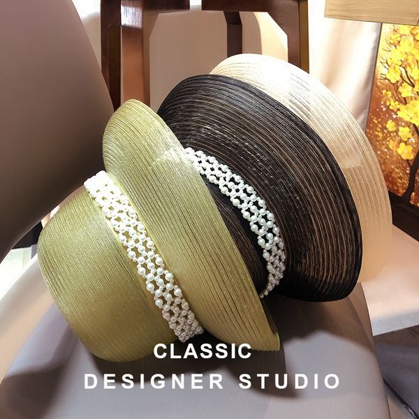 

1gipy female summer sun-proof sun-shading big brim pvc pearl straw bucket bucket straw fisherman hat sun fisherman hat seaside all-match ho, Blue;gray