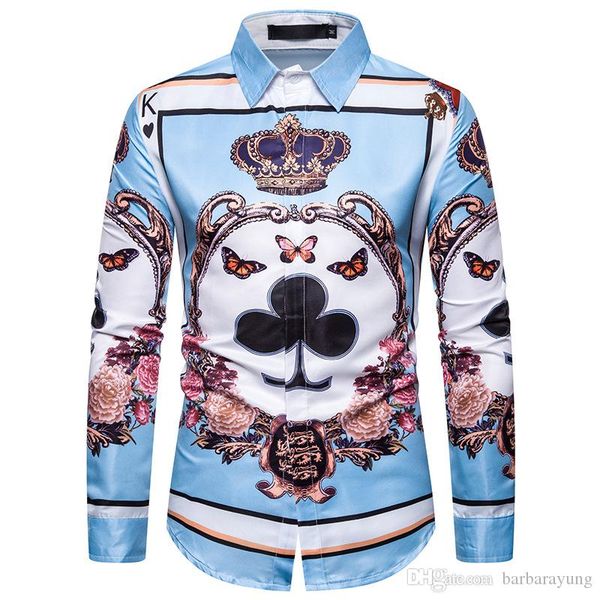 

us size m-3xl mens slim print polo t shirts long sleeve polo shirt fashion casual polo tee shirts, White;black