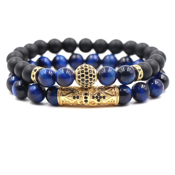 

2 pieces/set style 10mm micro inset ball micro inset bend black abrasive stone lovers beads bracelet bangle 2019