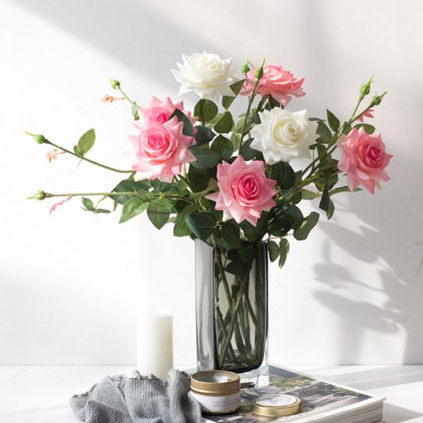 

new arrival fendara rose curl rose branch artificial real touch wet feel