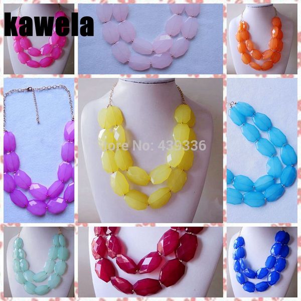 

10 colors necklace, two layered necklace, Silver