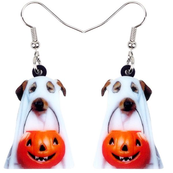 

dangle & chandelier acrylic halloween pumpkin ghost dog earrings drop novelty animal jewelry for women girls pet lovers gift wholesale, Silver