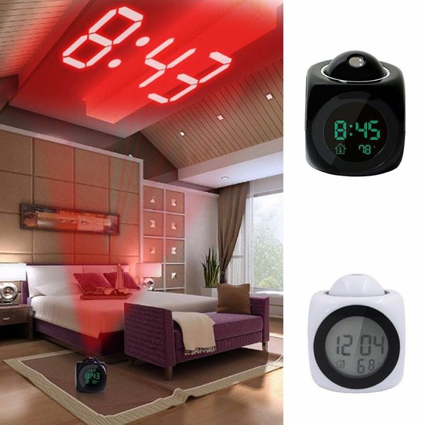 

projection digital weather lcd snooze alarm clock projector color display led backlight bell timer