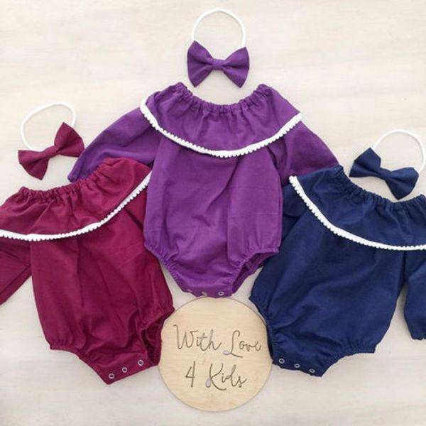 

au canis newborn baby girl long sleeve floral romper+headband casual clothes set, Blue