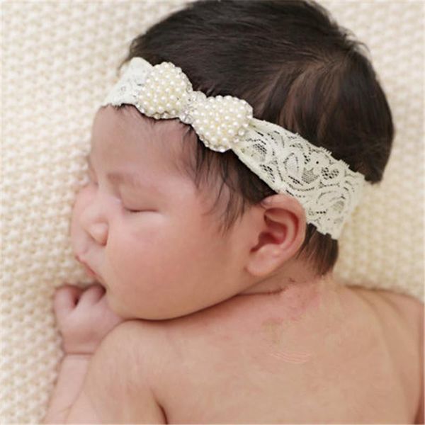 

1pcs newborn kid party crystal beads pearl headband princess girl headbands headdress hair head band accessories, Slivery;white