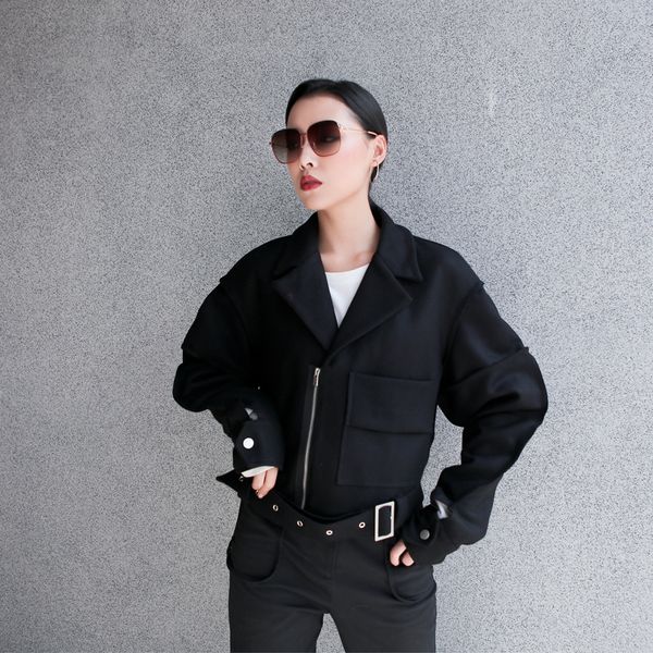 

tvvovvinloose fit black pocke split big size short woolen coat parkas new long sleeve women fashion tide utumn winter 2020 1667