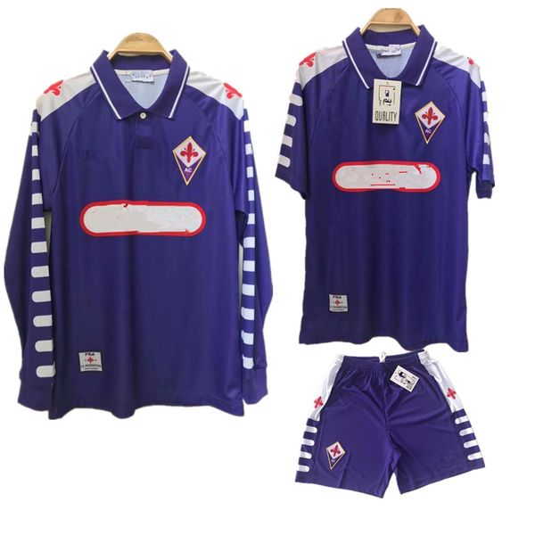 

1998 1999 retro fiorentina long sleeve soccer jerseys batistuta rui costa 98 99 florence away shirt camisas de futebol shorts, Black;yellow