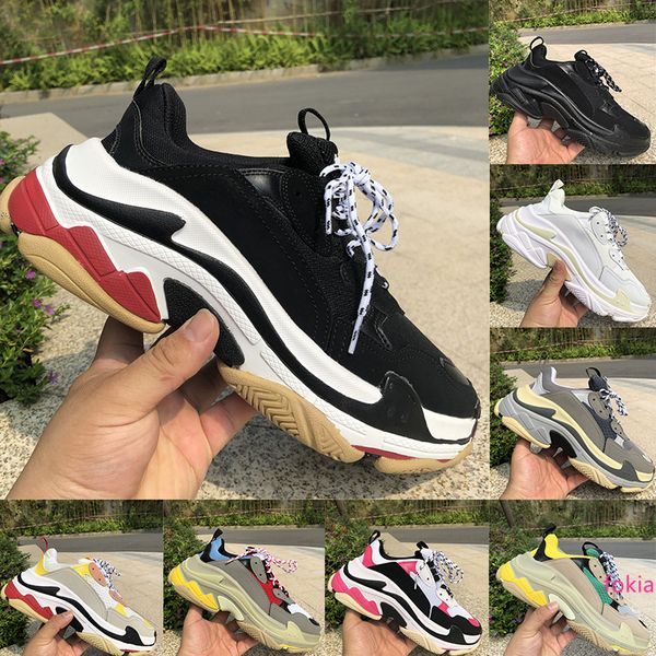 

paris triple s grey black white red mens casual shoes beige green yellow triple black white men women designer trainers us5.5-11