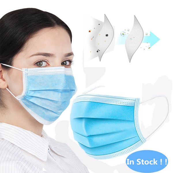 

in stock ce authentication disposable face mask 3 layers dustproof facial protective cover masks anti-dust disposable salon earloop mouth