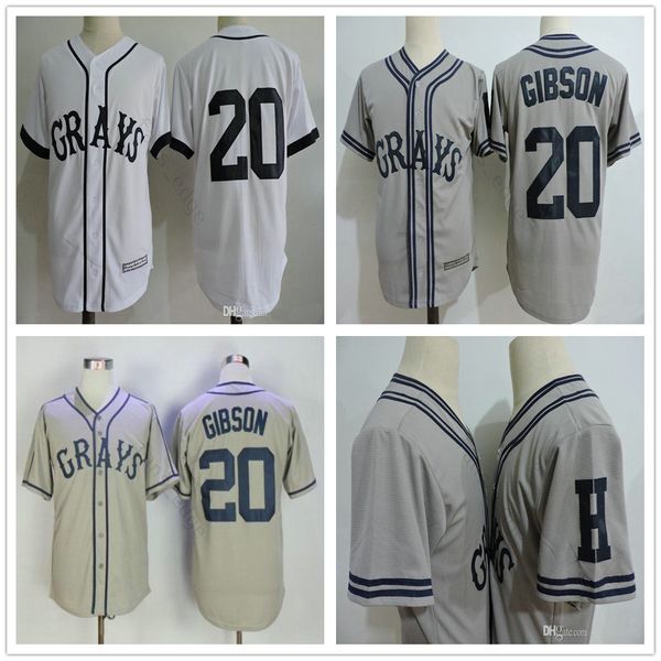 

the movie usa negro leagues nlbm homestead grays #20 josh gibson jersey stitched grays film white grey mens baseball jerseys s-xxxl, Black