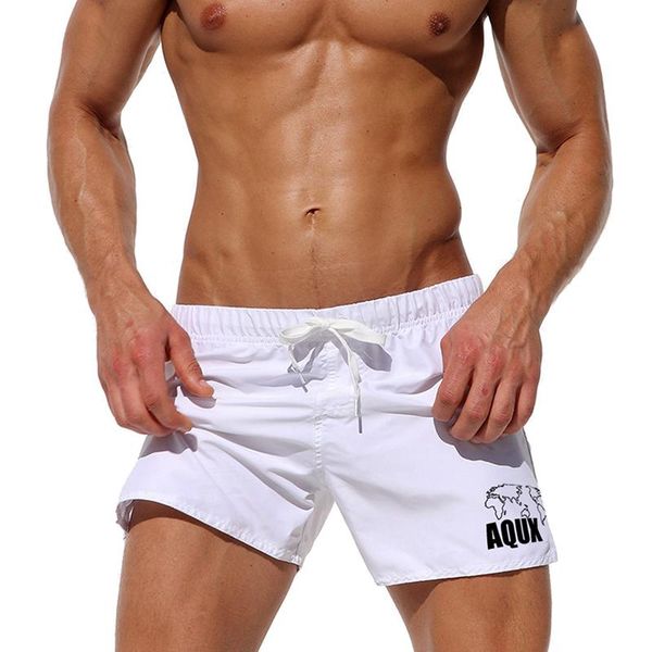 

men's solid color board shorts beach swimwear map pocket drawstring swimming trunks liner surf shorts bathing suits