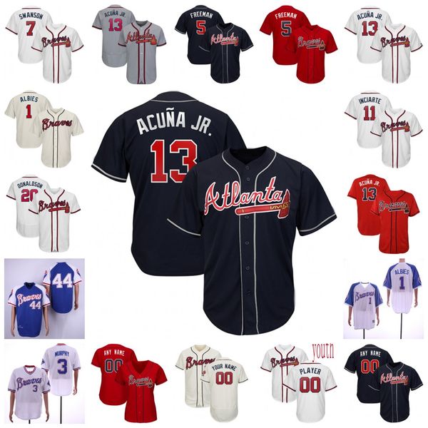 

Cu tom brave ronald acuÃ±a jr jr jer ey atlanta freddie freeman murphy ozzie albie dan by wan on chipper jone maddux men women youth