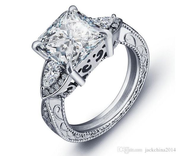 

choucong виктория вику vintage ювелирные изделия стерлингового серебра 925 10mm princess cut белый топаз cz алмазный бриллиантовые wedding ж, Slivery;golden