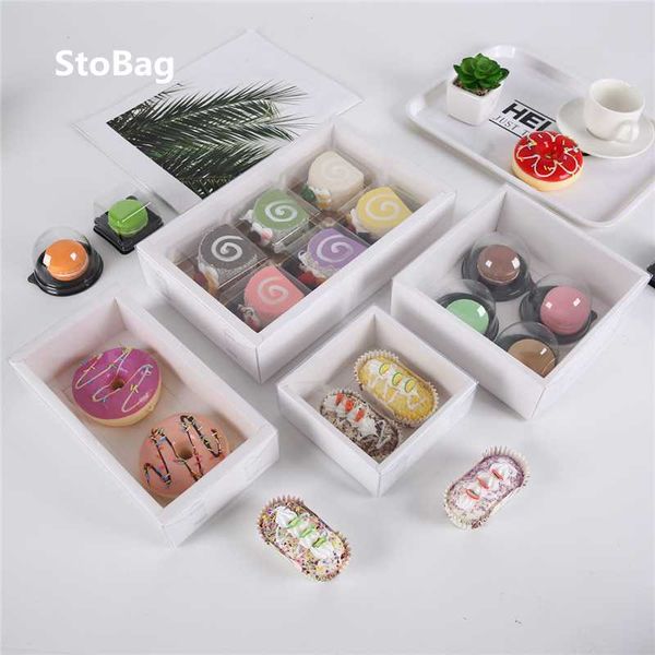 

stobag 10pcs transparent pastry world cover kraft paper carton transparent packaging birthday gift universal gift box candy cake