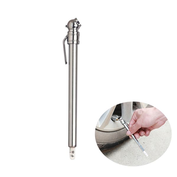 

chrome tire air pressure gauge pen 5-50 psi tool for auto car truck bicycle sub sale