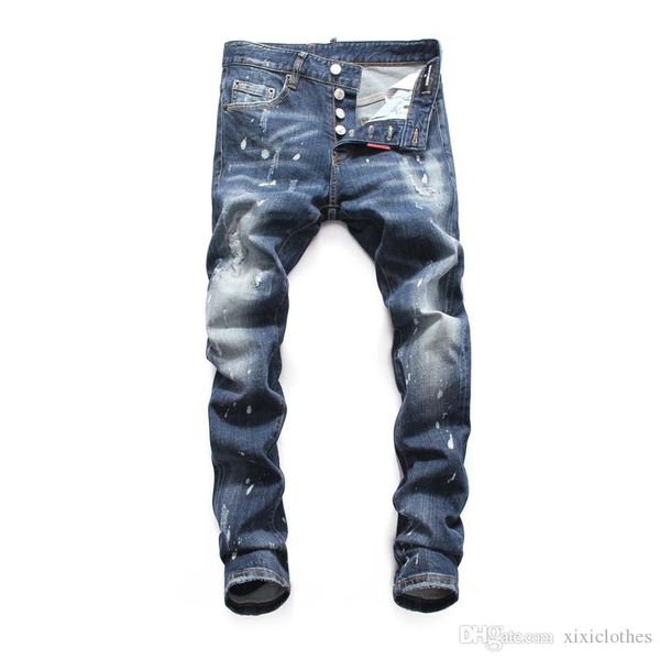 

new fashion men jeans street hole luxury designer jeans hip hop skateboard pencil jeans for men luxury fashion fear of god, Blue