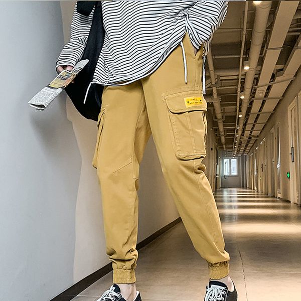 

men's pants sfabl casual cotton mens spring autumn pencil harem 2021 men hip hop cargo loose comfortable trousers jogger, Black