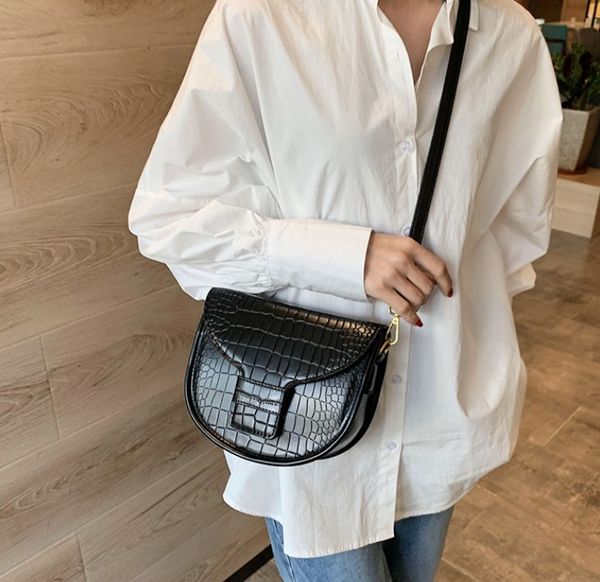 

designer women handbag fashion plain saddle bag alligator design luxury senior crossbody girl shoulder bag