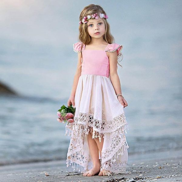 

1-5 year kids girls princess dress evening party wedding birthday lace tassel dresses baby girl clothes summer long girls dress, Red;yellow