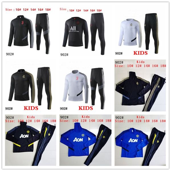 

2019 2020 kids psg soccer training suit man utd 19 20 paris child survetement maillot de foot real madrid sportswear set football tracksuit, Black;yellow