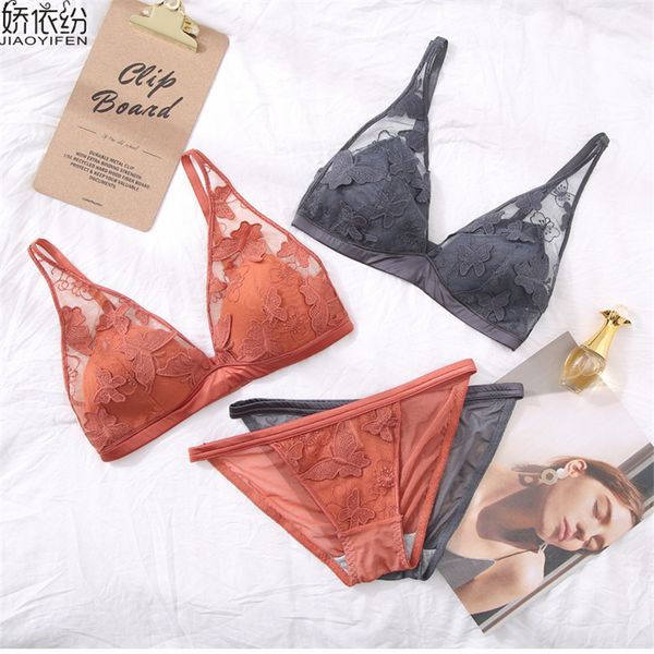 

french lingerie lace embroidery flower bra set europe women underwear transparent ultra-thin wire push up bra sets, Red;black