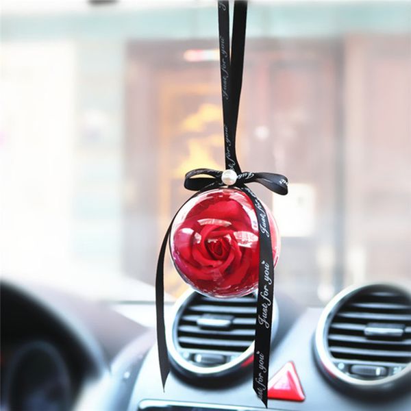 

car pendant everlasting rose hanging ornaments automobiles rearview mirror suspension soap flower decoration car accessories