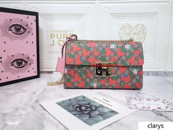 

shima chain shoulder bag 409486 leather strawberry print size:30x 19x 10cm