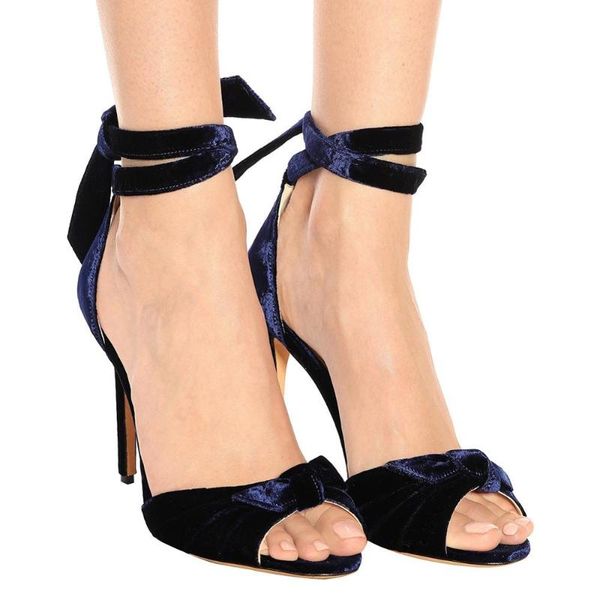 

ollymurs 2020 new fashion women's shoes sandals blue velvet knot, Black