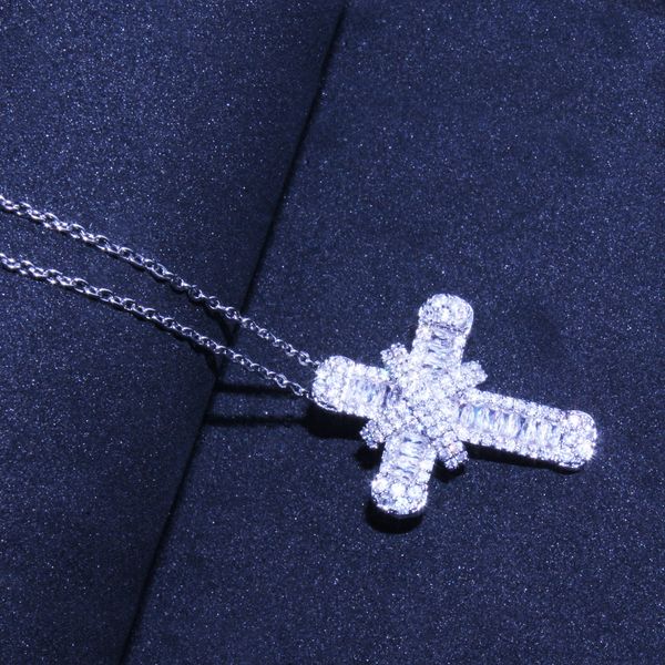 

shiny cubic zirconia silver plated cross pendant necklaces for women trendy christian jesus zircon necklace jewelry gift