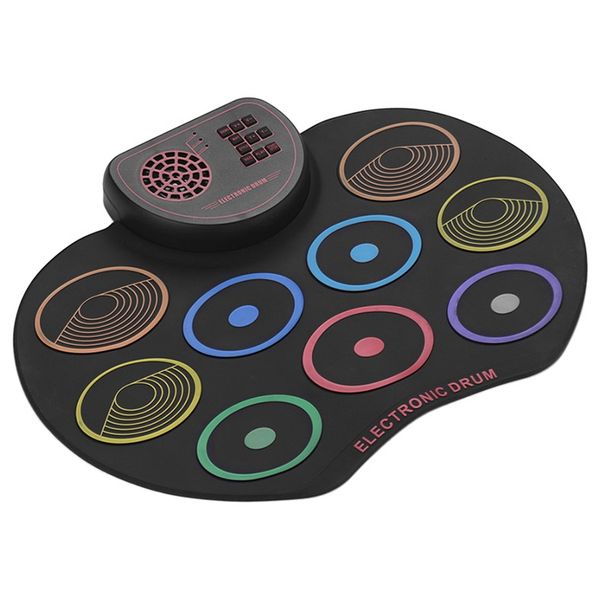 

digital roll up drum pad kit portable electronic drum set usb 9 drum pads built-in speaker lithium battery with sticks foot peda