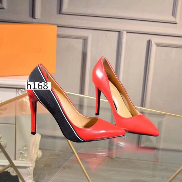 

with box women shoes high heels pointed toe sole pumps wedding shoes size 37, Black