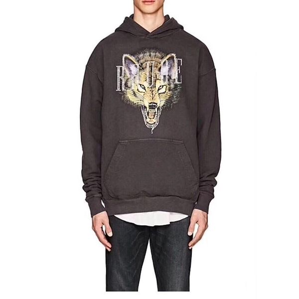 

18fw rhude the drop la wolf hoodies fashion do old hooded pullover sweatshirt street casual sweater hfttwy058, Black
