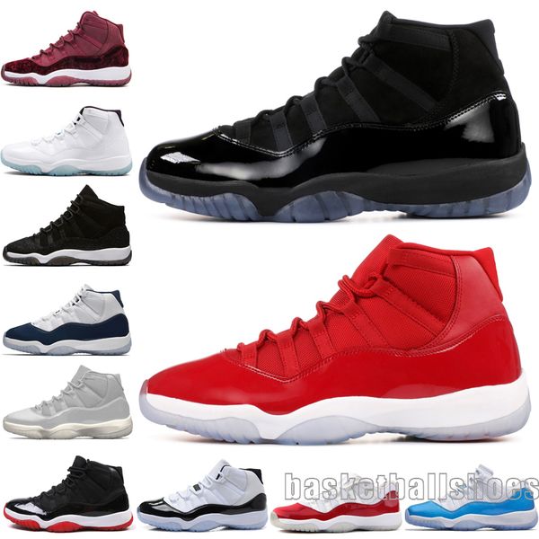 

11s 11 cap and gown prom night men basketball shoes platinum tint gym red bred prm heiress barons concord 45 infrared 23 mens