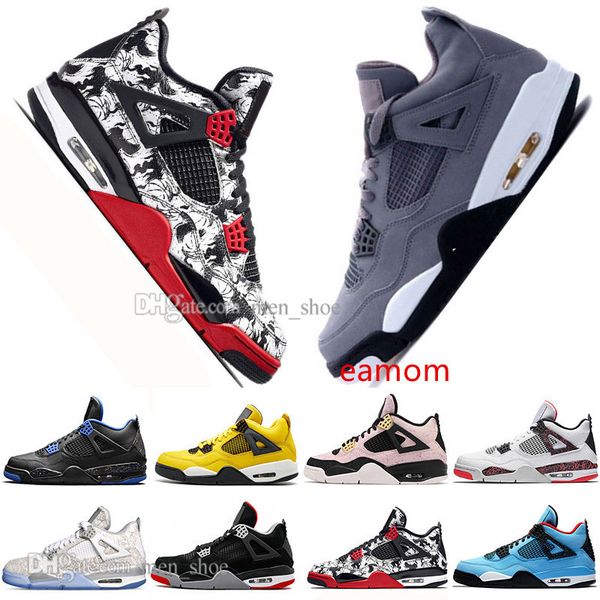 

sale 2019 bred 4 4s what the cactus jack laser wings mens basketball shoes denim blue pale citron men sports designer sneakers 5.5-13, Black