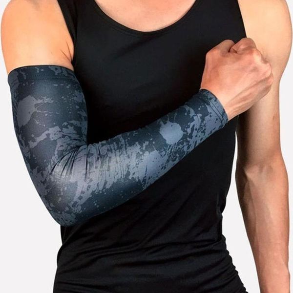 

venting arm sleeves absorbent breathable 1 pcs athletes warmer elbow support muscle pulling cycling golf high-elastic, Black;gray