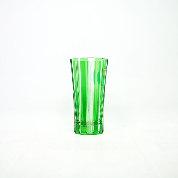 

simple style hand-cut edo kiriko green wiskey cup wine glass 2 pieces