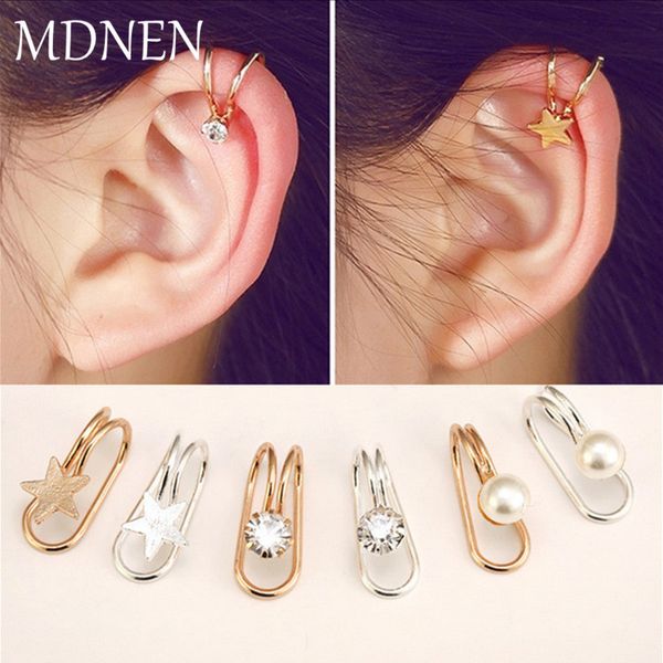 

2018 new arrivals fashion no pierced non-piercing earcuff ear star moon heart triangle clip-on clip earrings for women jewelry, Silver