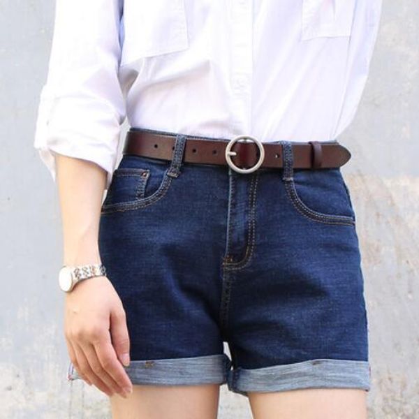 

style belts for lady round buckle leather belt lady needle buckle leather belt women's cowhide belt a hair substitute, Black;brown