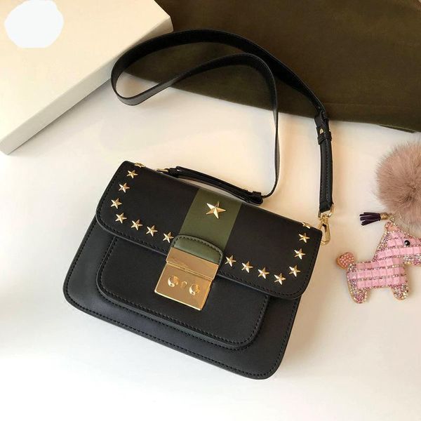 

elegant2019 stars luxurious2019 color hit rivet genuine leather single shoulder messenger woman yang power lock package