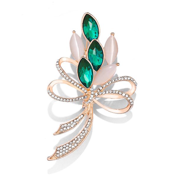 

jujie fashion crystal flower brooches for women's clothing lapel brooch pins bowknot jewelry broches man gifts, Gray