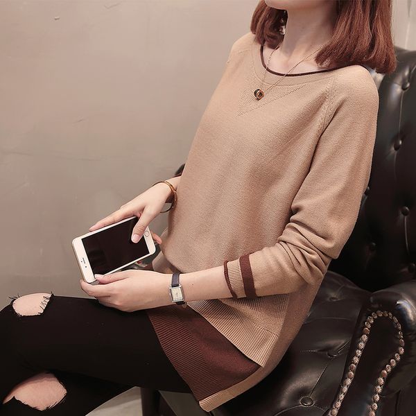 

sweater spring autumn women o-neck solid color large size pullovers long sleeve female knitted sweater loose casual women, White;black