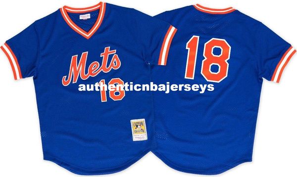 

darryl strawberry new york #18 mitchell & ness retro 1986 bp jersey, Black;blue