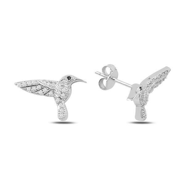 

armagano zircon stone bird earrings, Silver