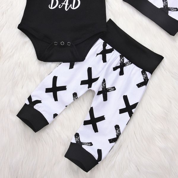 

pudcoco малыш дети мальчик 3шт одежды набор like dad письмо новорожденный мальчики хлопок топы брюки romper костюмы одежда, White