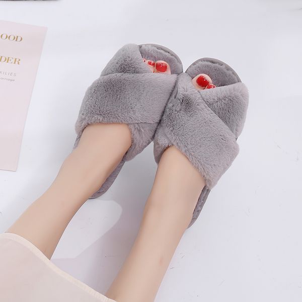 

monerffi women slippers winter shoes 2019 flat sweet home slippers woman indoor shoes fur warm soft slip on female slipper, Black
