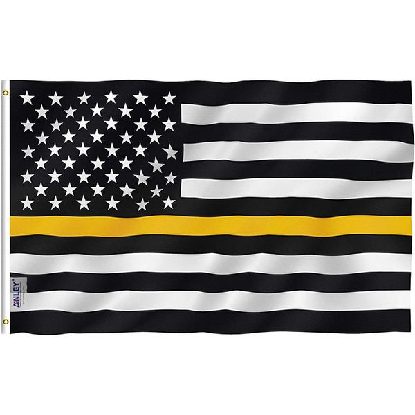 3x5 Foot Thin Gold Line USA Bandiera in poliestere, appeso a tutto il paese Qualsiasi logo di design, stampa fronte-retro con sanguinamento dell'80%, spedizione gratuita