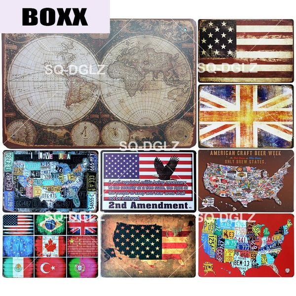

new national flag tin sign american map bar wall decor club metal crafts home decor painting plaques art poster