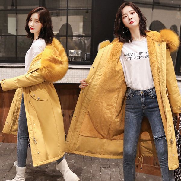 

зима искусственного меха пальто женщин длинные куртки толстовки женские parka толстые теплый верхняя шинель желтый зеленый синий fur плюс ра, Black