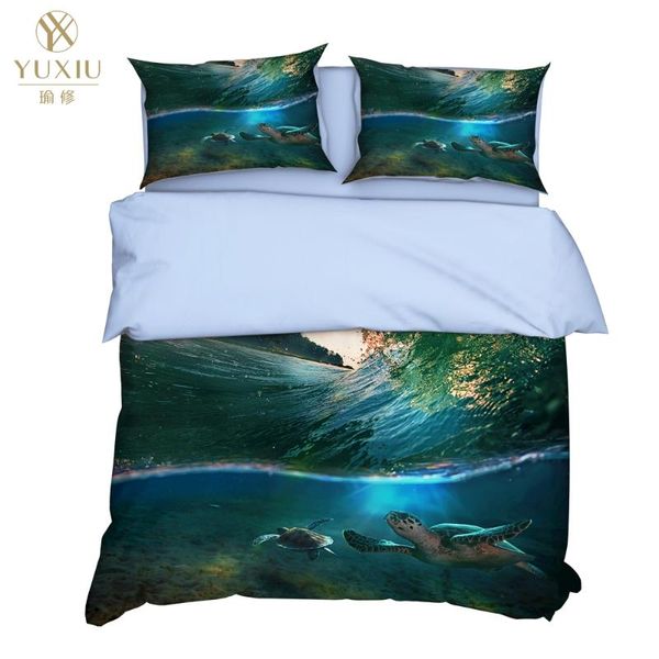 

yuxiu luxury 3d comforter bedding set sea turtle duvet covers 3pcs sets bed linen quilt cover king  full twin double size